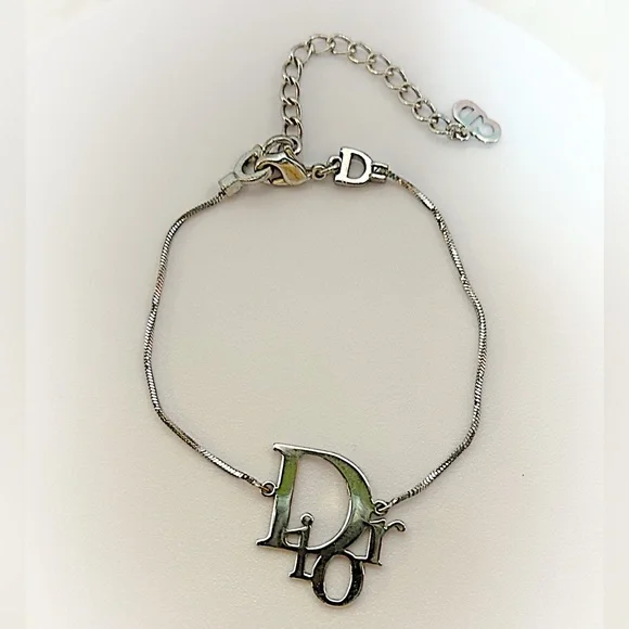 Christian Dior Logo Silver Tone Bracelet